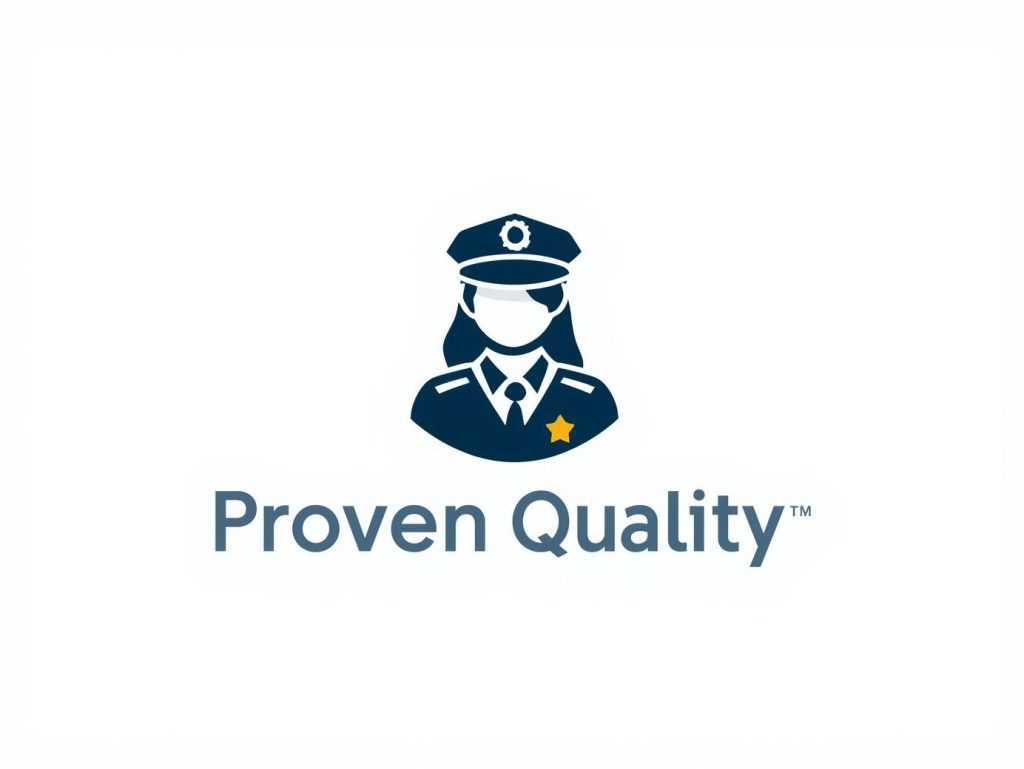proven quality & safety icon or text with security guard