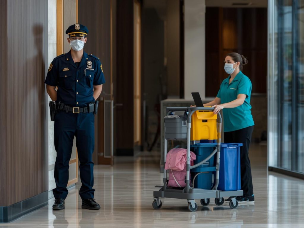 specially trained professionals security guard and housekeeping