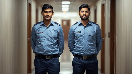 indian-security-guards-wearing-blue-shirt-and-navy-blue-pant